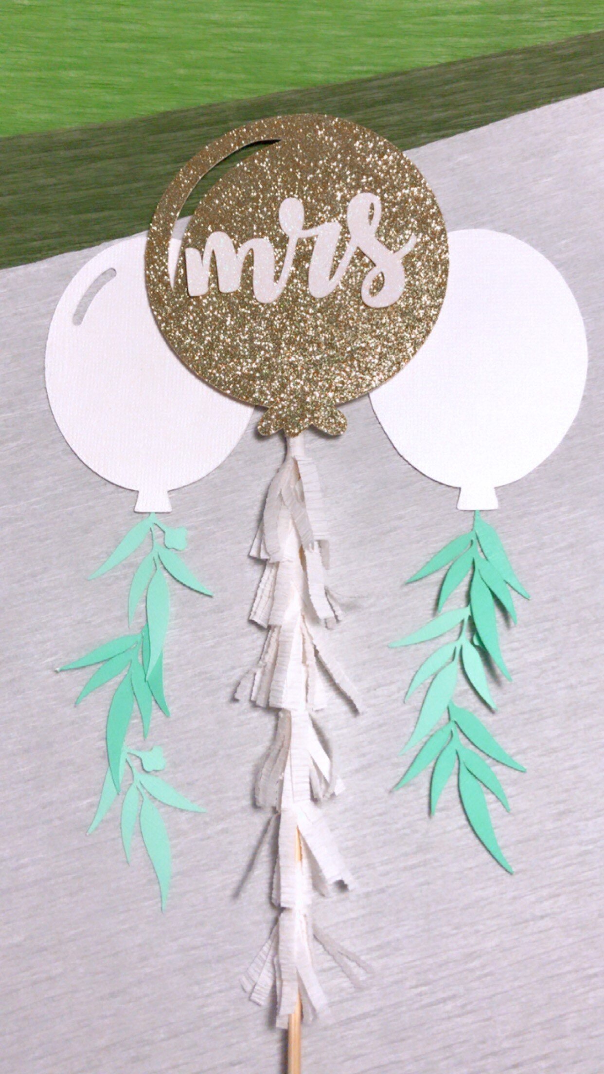 "Mrs" Balloon Bouquet Cake Topper