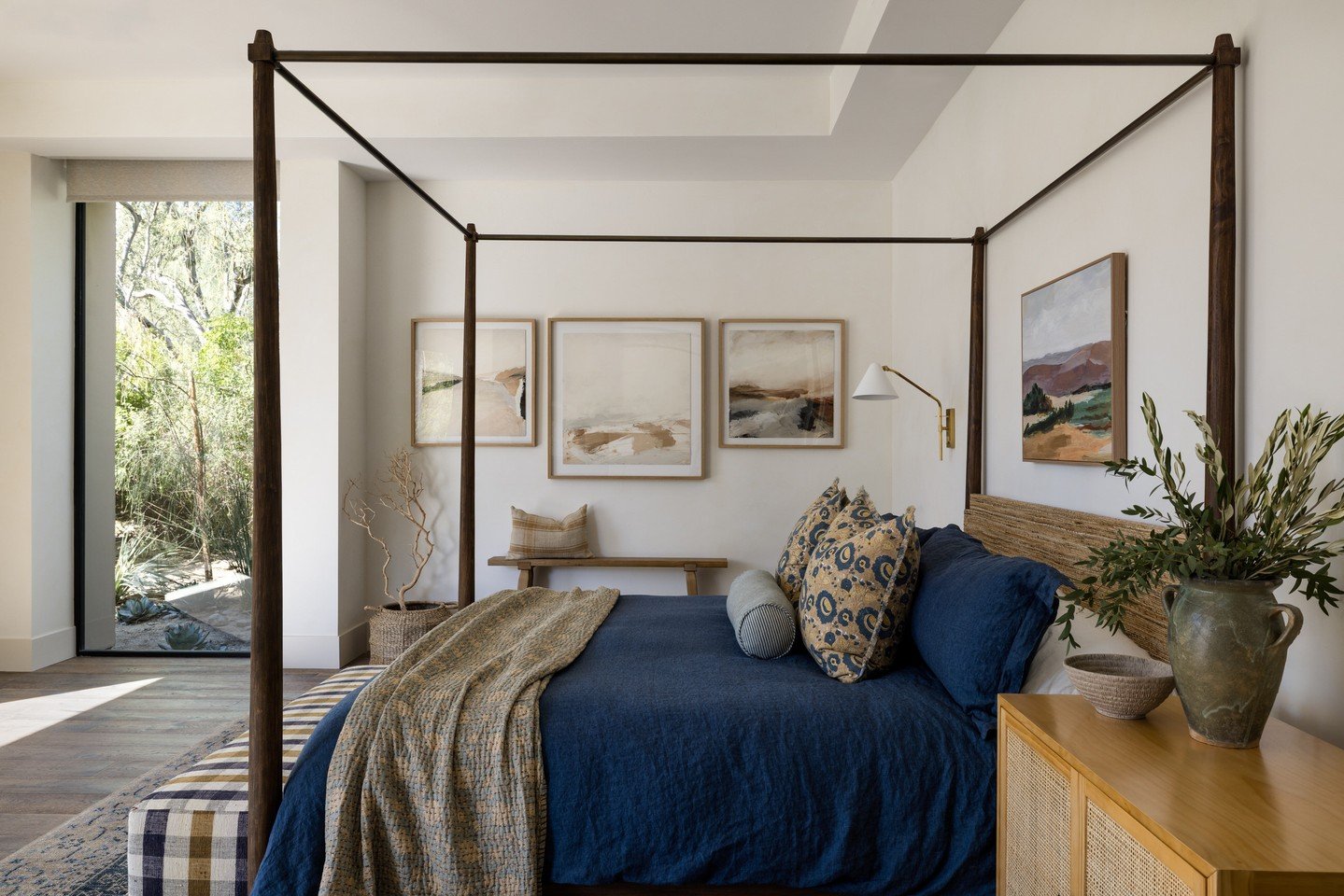 Choosing the right artwork is about balance: scale that anchors the room, tones that echo your palette, and texture that adds quiet depth. ⁠
⁠
This trio of abstracts by local Seattle artist @melanie.biehle.art work in perfect harmony in the primary b