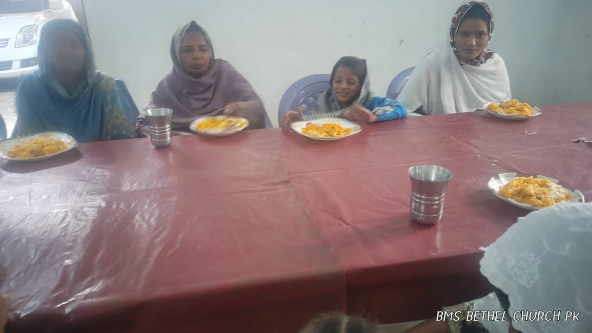 Lunch Time in the meeting for Widows at Jaranwala
