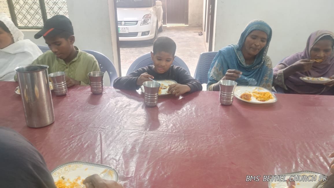 Orphans &amp; Widows are busy in taking Lunch