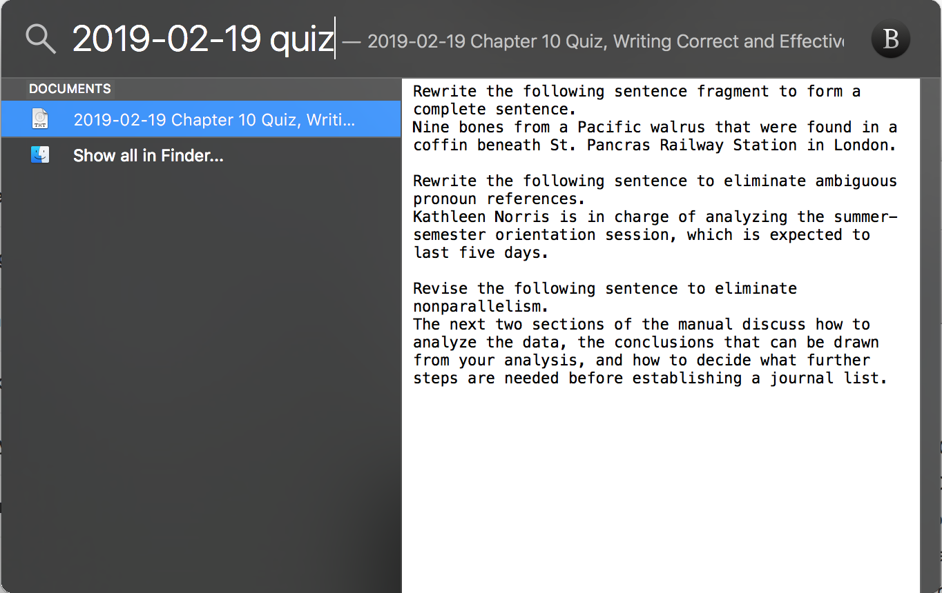 Quiz questions from Markel, Michael H., and Stuart A. Selber. Technical Communication . Twelfth edition, Bedfor/St. Martin’s, 2018, p. 243–244.