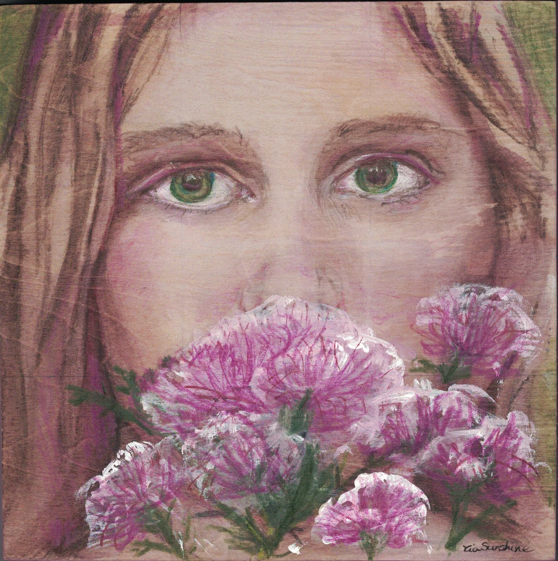 Uncertain, 6x6" multimedia on cradled Wood Panel. Waxed and framed.