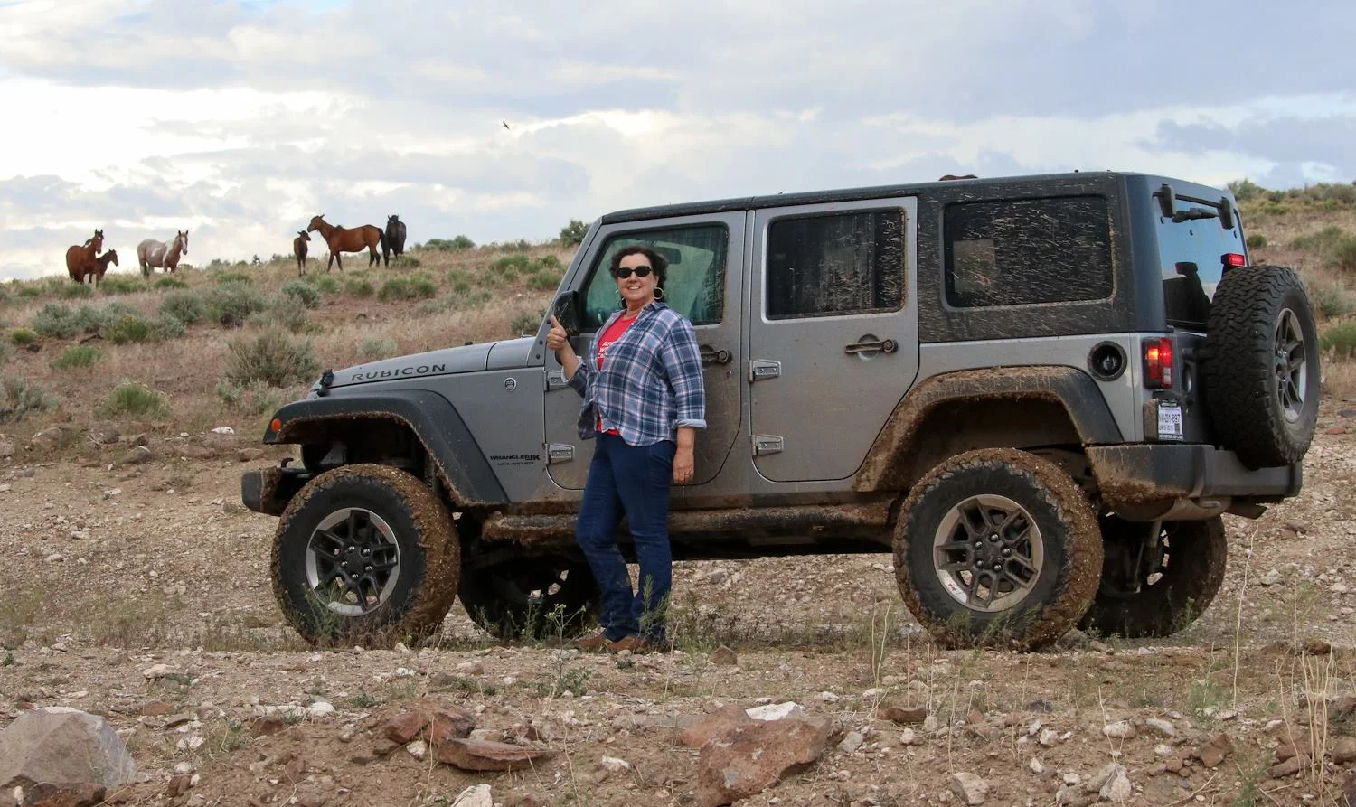Suzanne Roy, executive director of American Wild Horse Campaign, practicing car etiquette.