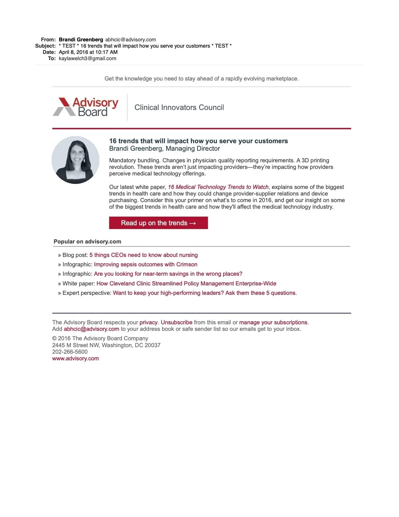 promotional email design, automated marketing campaign (ADVISORY BOARD)