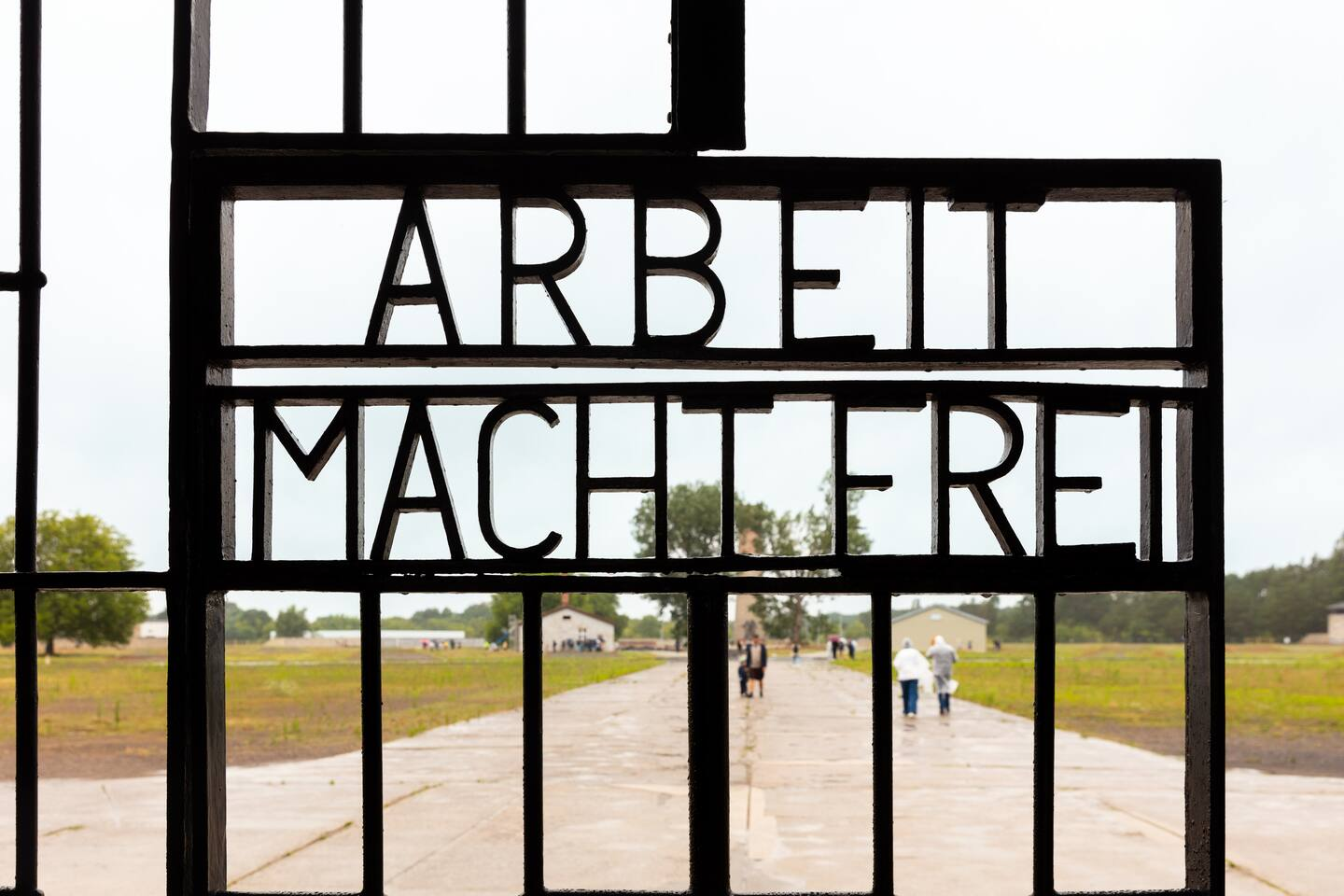 The original Arbeit Macht Frei gate at the entrance to Sachsenhausen Concentration Camp near Berlin