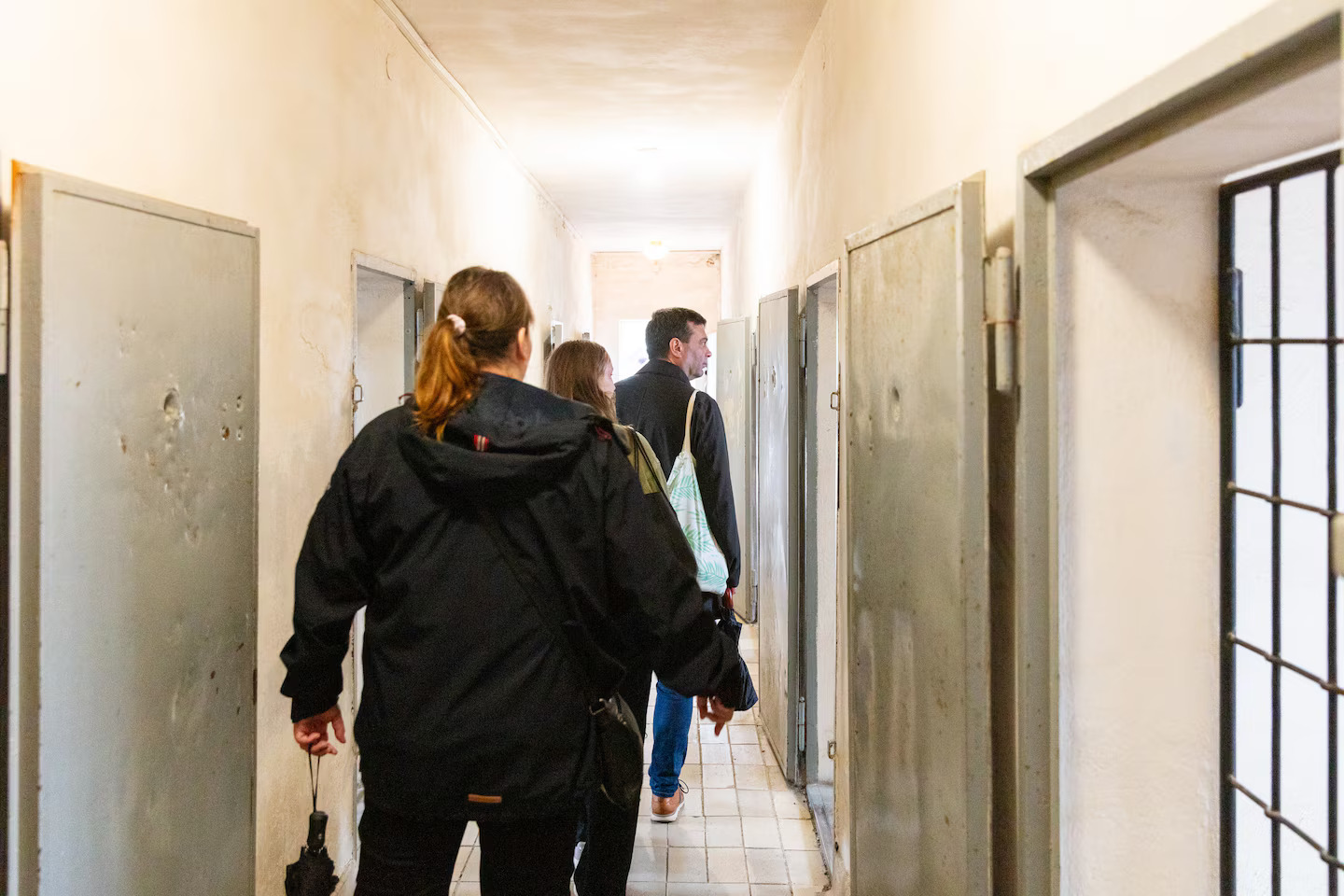 Corridor inside the internal prison at Sachsenhausen where prisoners were subjected to severe punishments