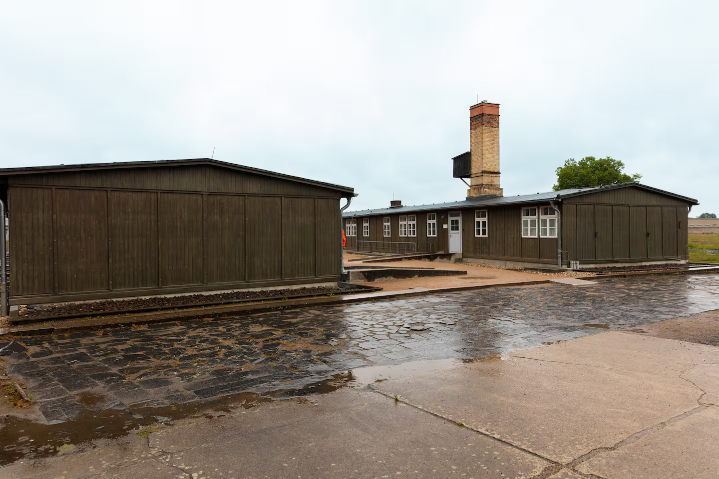 Reconstructed prisoner barracks inside Sachsenhausen Concentration Camp Memorial