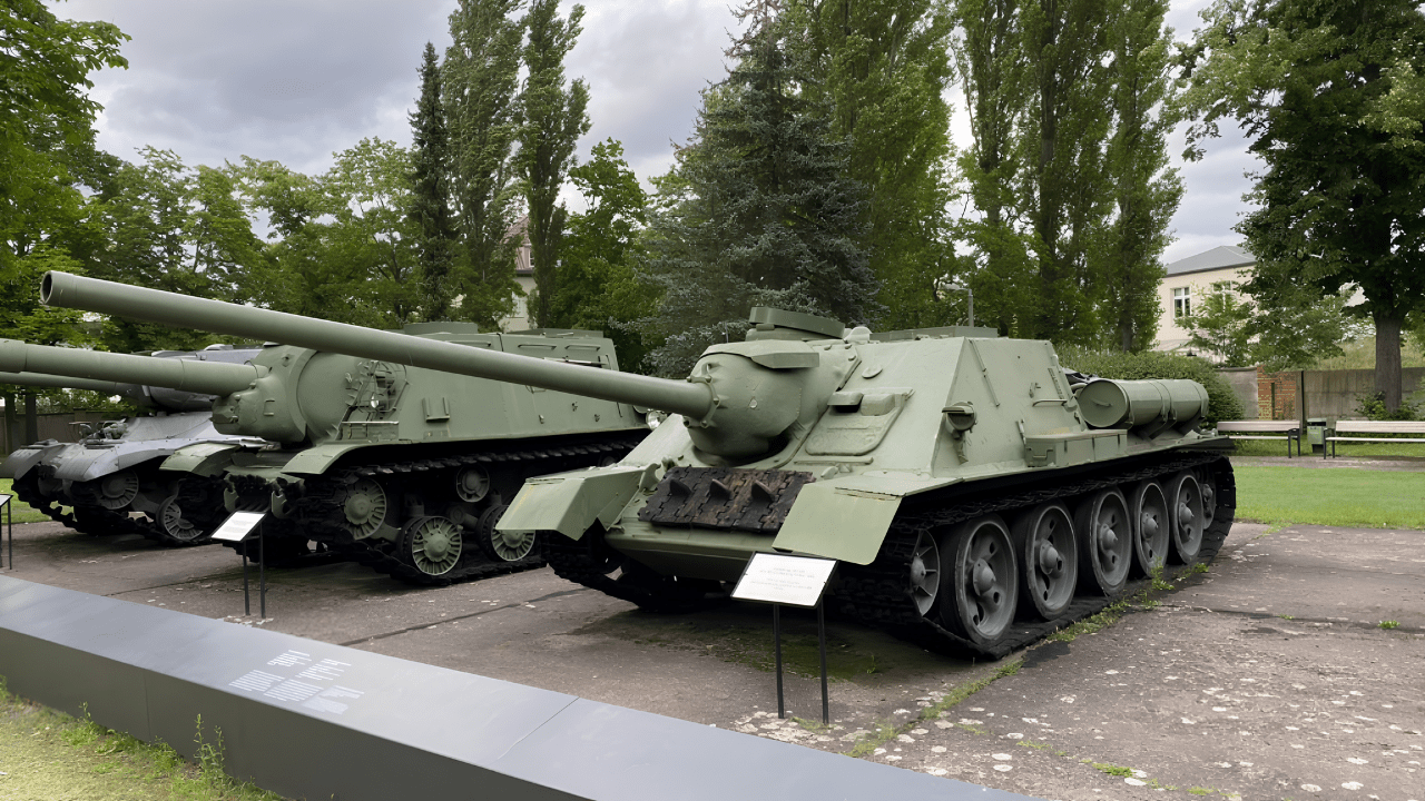 Soviet armoured vehicles displayed at the German-Russian Museum Karlshorst, illustrating the Red Army’s decisive role in the Battle of Berlin in 1945.