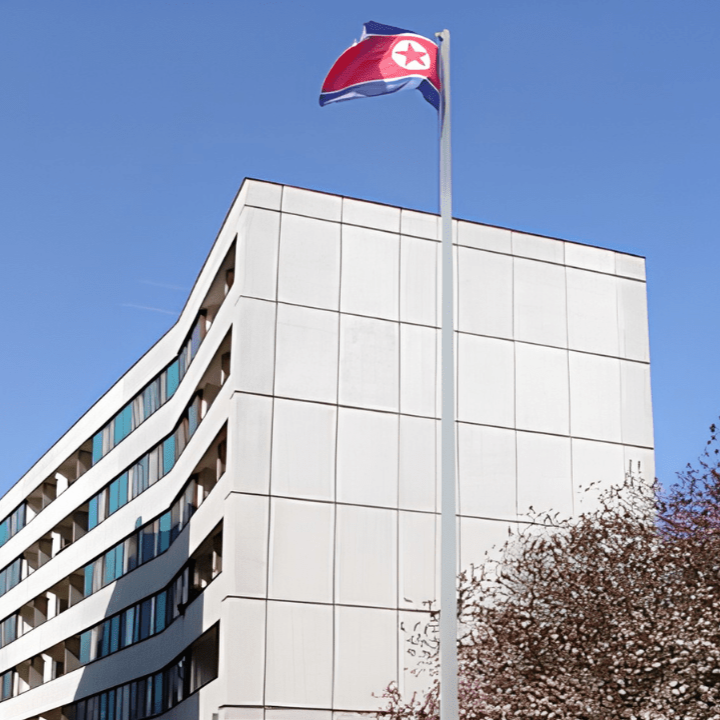 The modernist North Korean embassy in the Pankow district of former East Berlin.