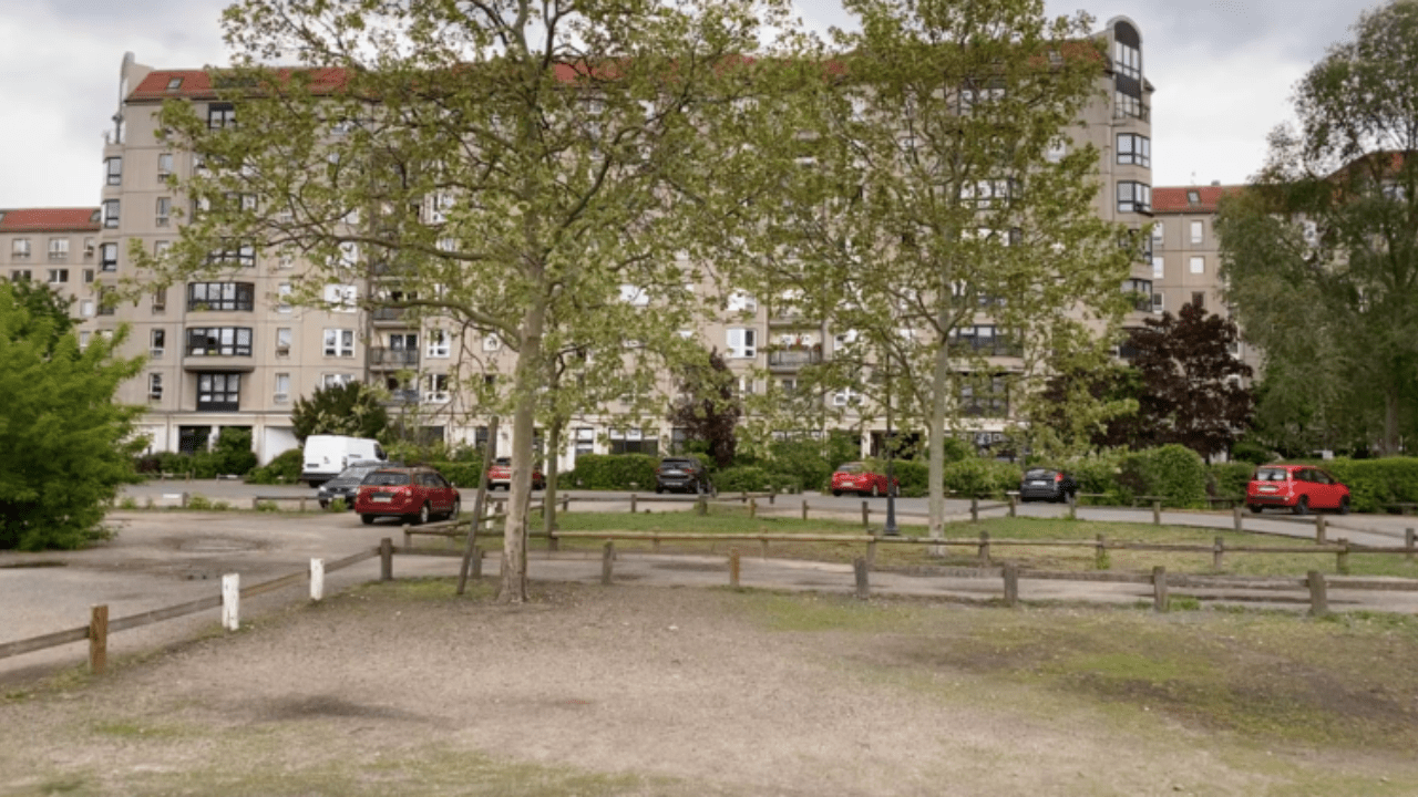 The unmarked grassed car-park site above the former Führerbunker in Berlin.