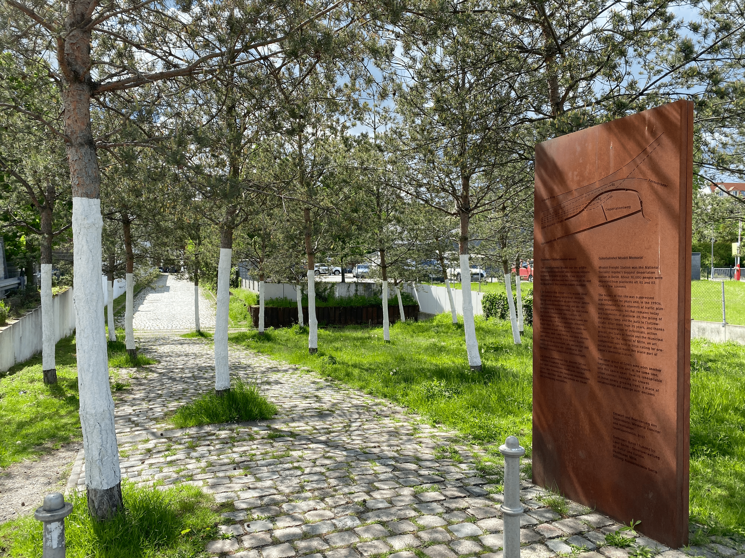 Memorial at Moabit Freight Station in Berlin, the deportation site where thousands of Jews were transported to concentration and extermination camps during the Holocaust.
