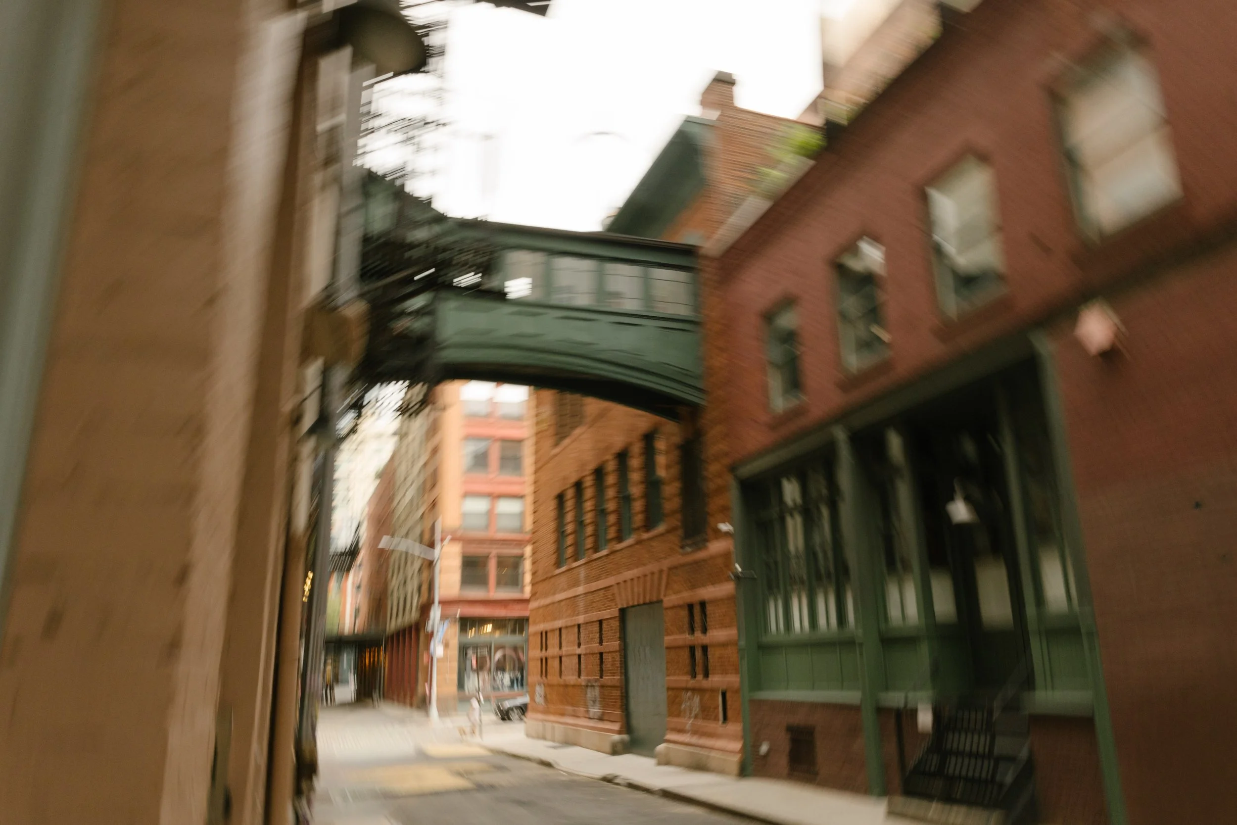 Staple Street Skybridge in Tribeca photographed during a New York courthouse wedding portrait session