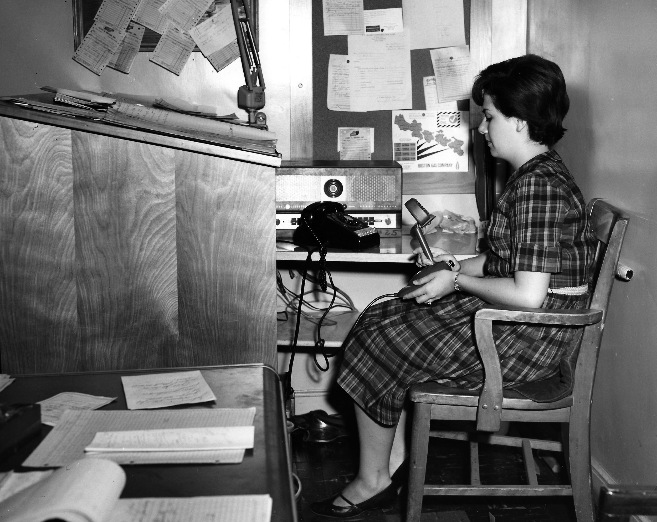 Me working the radio in my father’s office in Hyde Park Massachusetts