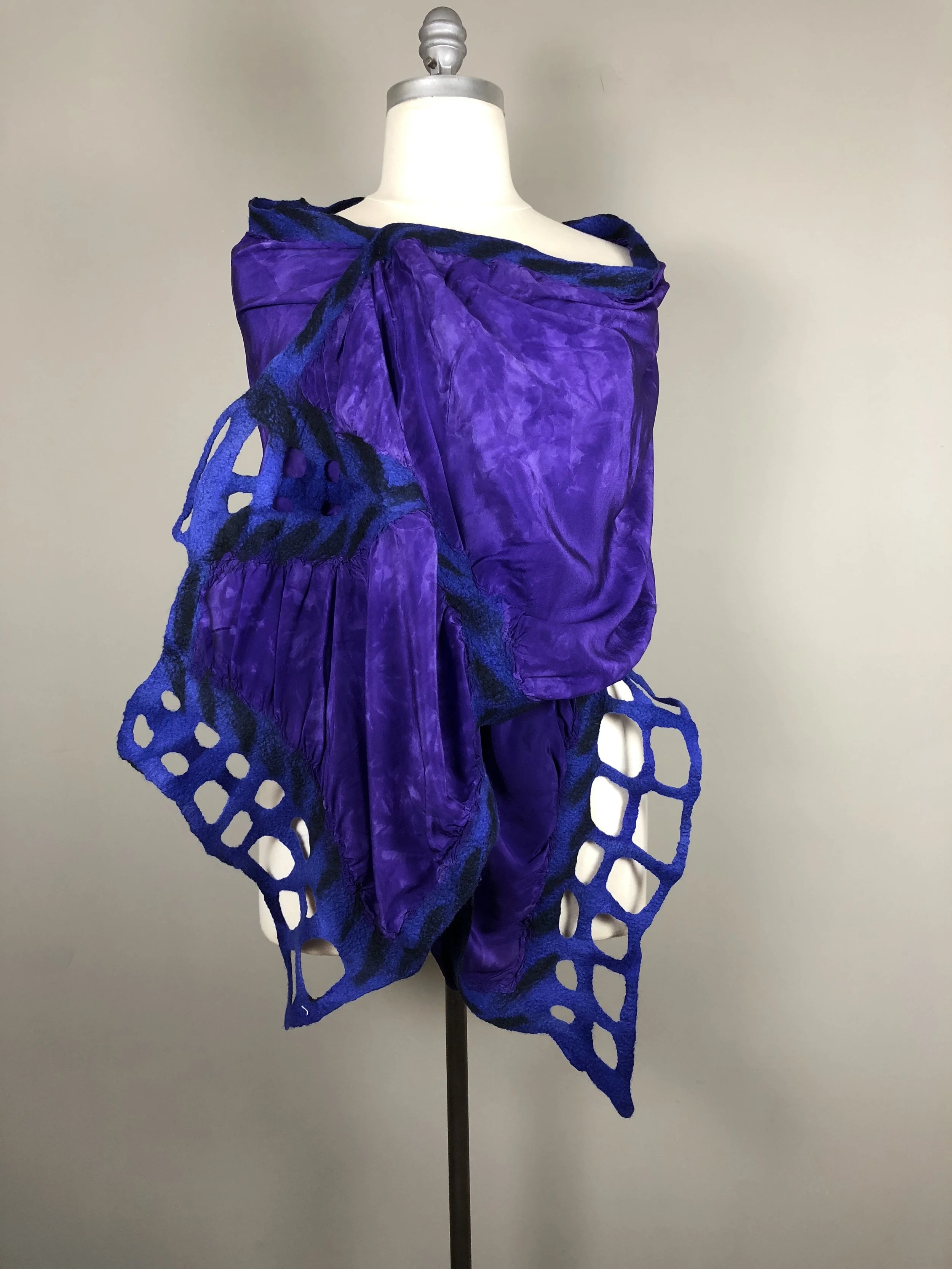 Aquila: Hand dyed silk and merino wool shawl.
