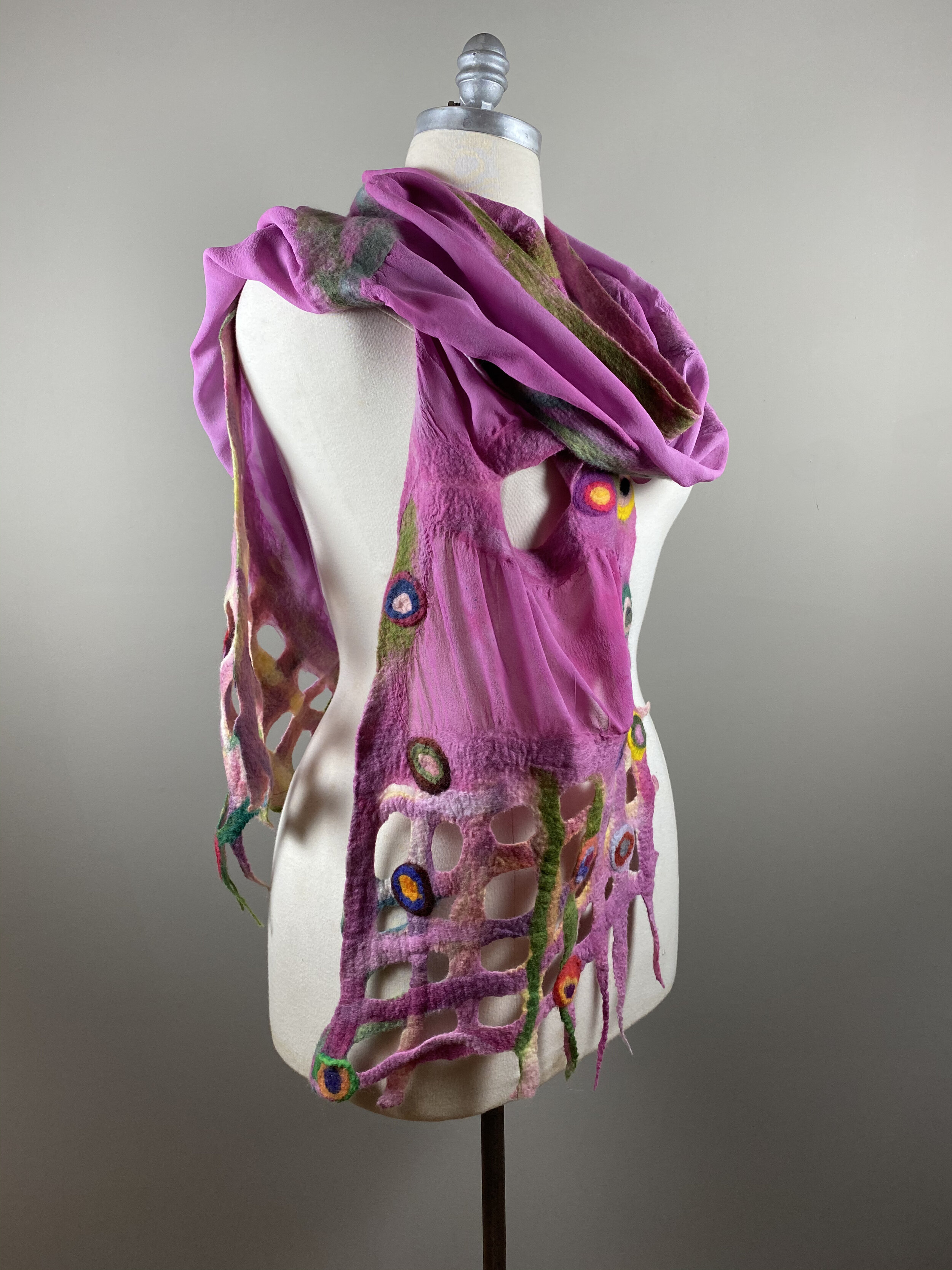 PINK POPPIES:  MELLOW PINK SILK AND MERINO WOOL SHAWL