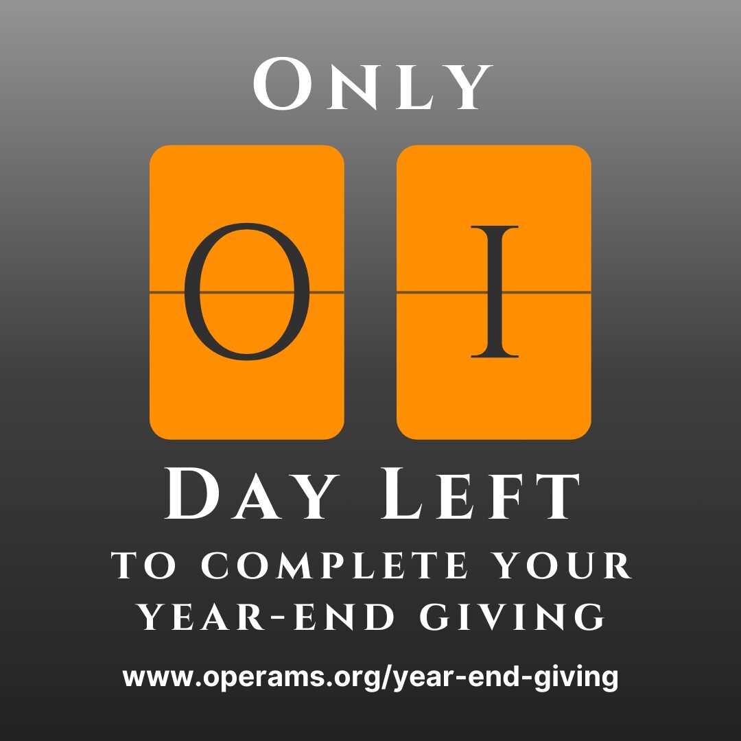 Finish Strong with Bank Transfers: ONE day left to choose Opera Mississippi for your tax-deductible charitable donation! Finish the year strong! Set up regular or large contributions through hassle-free bank transfers. Choose Opera Mississippi for yo