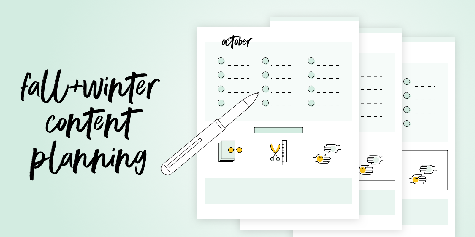 text: fall + winder content planning, with screengrabs from our 2020 edtech marketer's planner