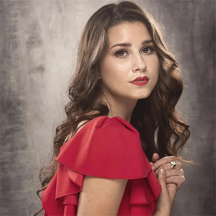 Woman in red dress portrait