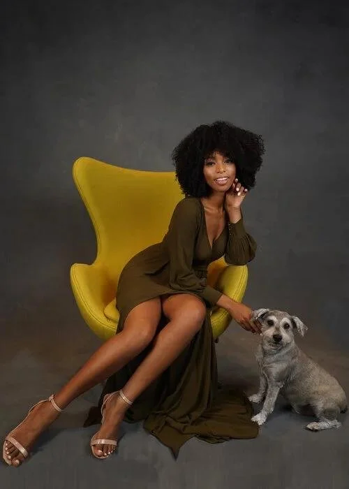 Woman with dog portrait session