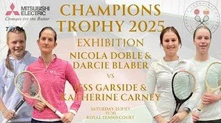Historic First for the Champions Trophy!

Today saw the first-ever Champions Trophy Ladies Real Tennis Exhibition singles and doubles matches at Hampton Court Palace.

In a tightly contested singles, Nicola Doble (RTC) faced Jess Garside (Seacourt), 