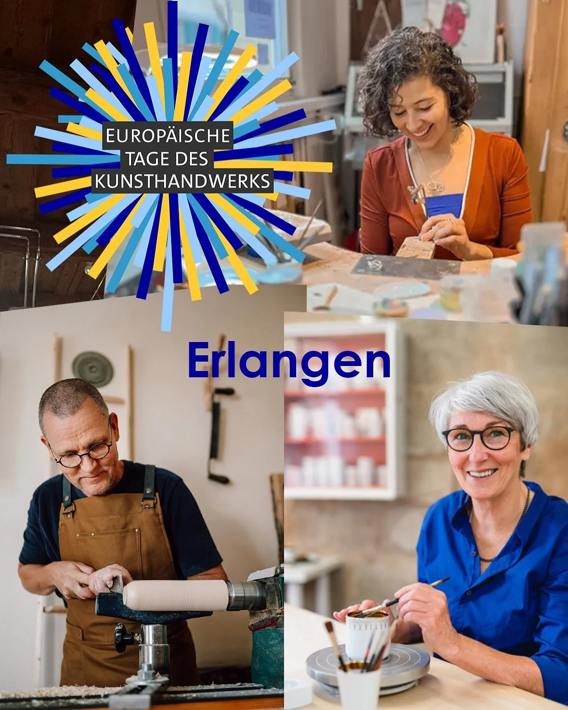 Hereinpaziert!
Wir laden euch vom 04.04. bis 05.04.25 zu den Europäischen Tagen des Kunsthandwerks ein. Begeben ihr euich auf einen Spaziergang durch die Erlanger Altstadt und erlebt  Erlanger Künsthandwerker bei der Arbeit. 
Im Examinato