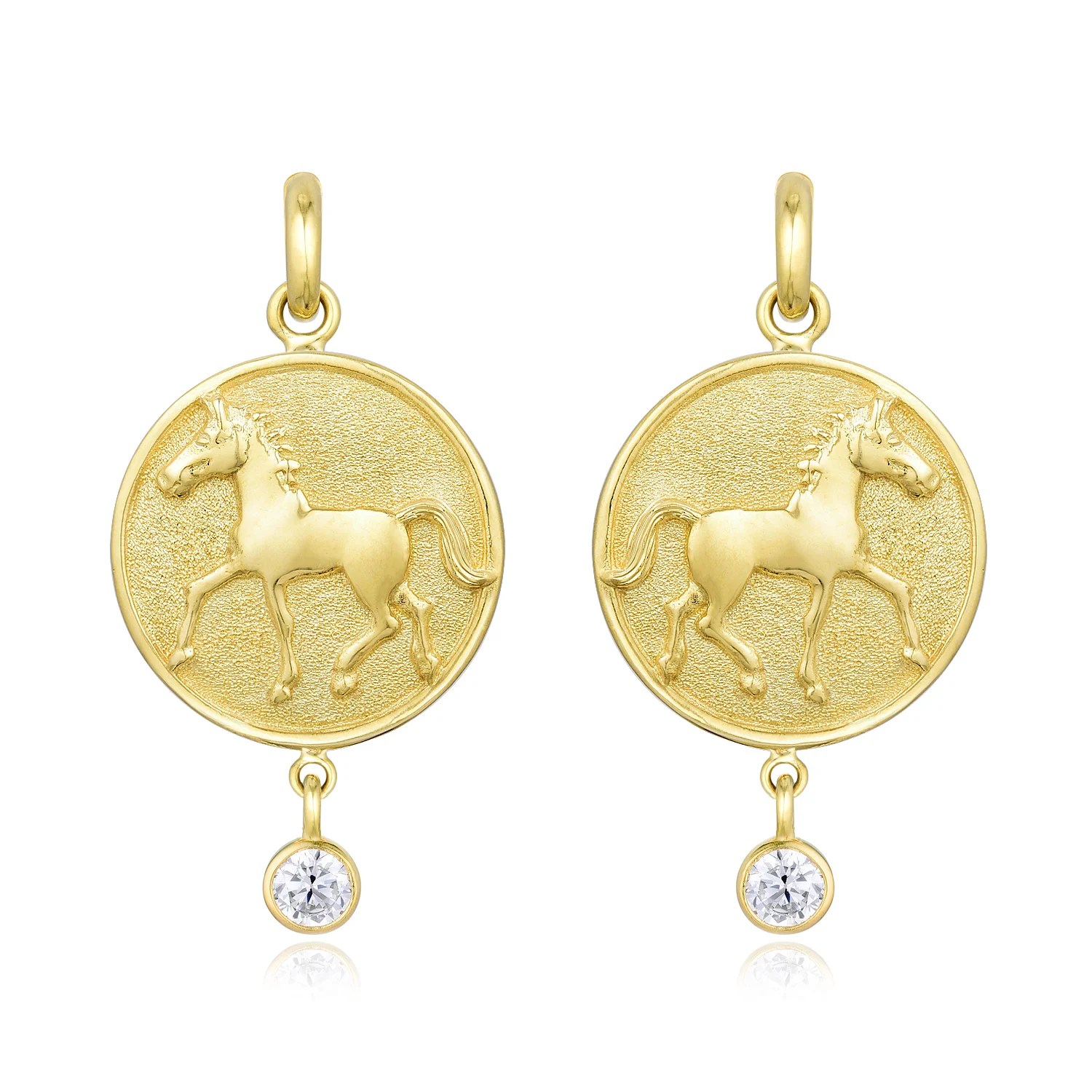 Thoroughbred Spirit 15k Gold Earrings with Posts and Real Diamonds