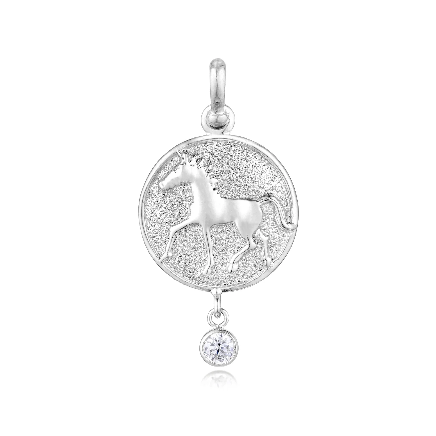 Thoroughbred Spirit Silver Pendant with Simulated Diamond