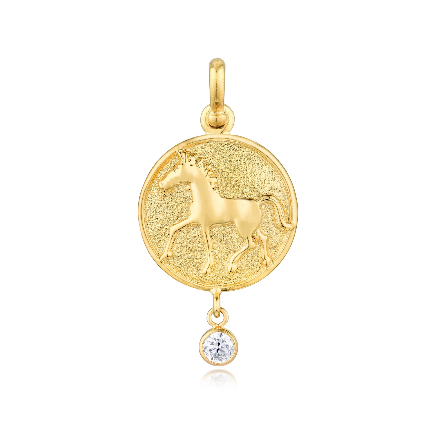 Thoroughbred Spirit Gold-Over-Silver Pendant with Simulated Diamond.  