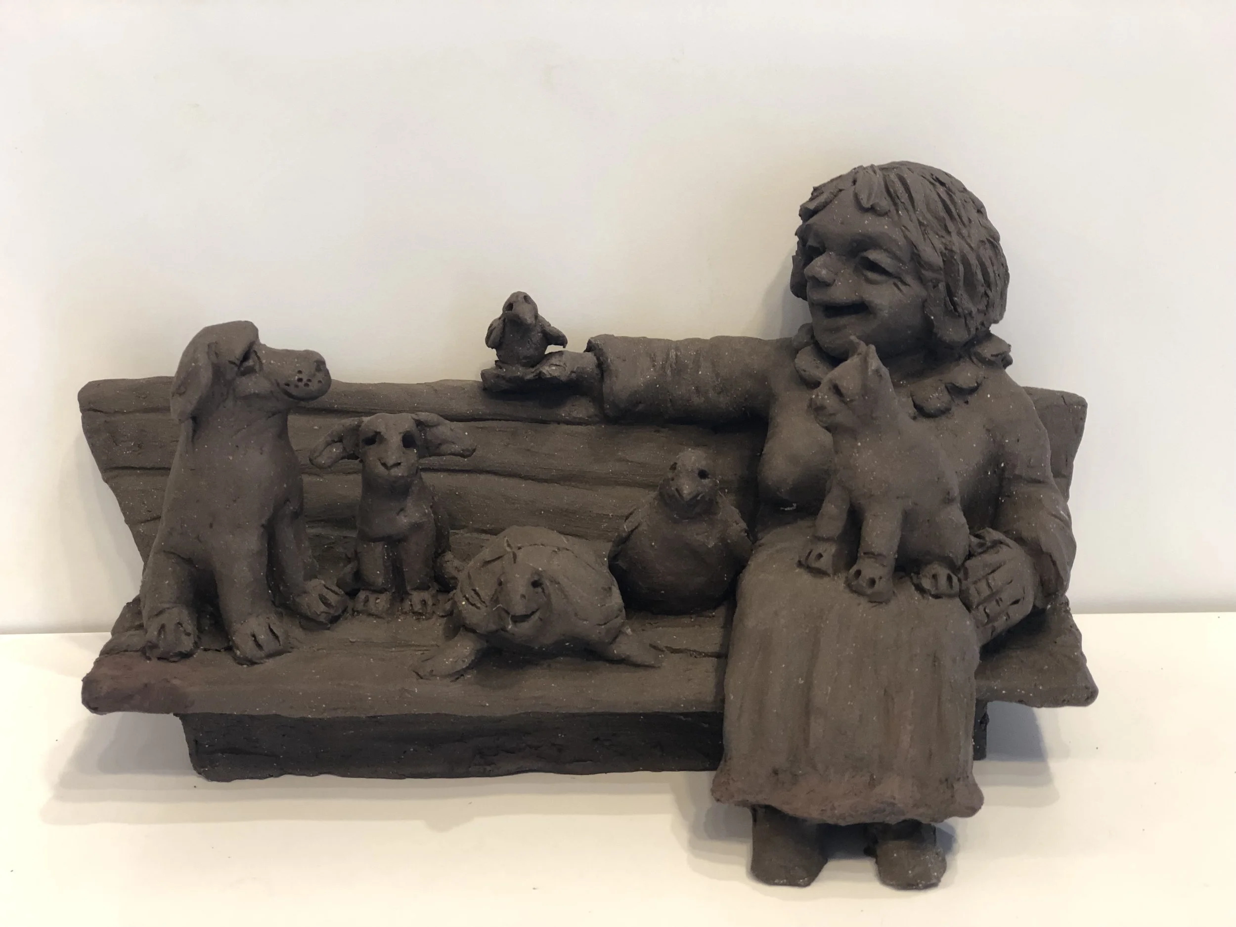 Woman on Bench with Friends (sold)