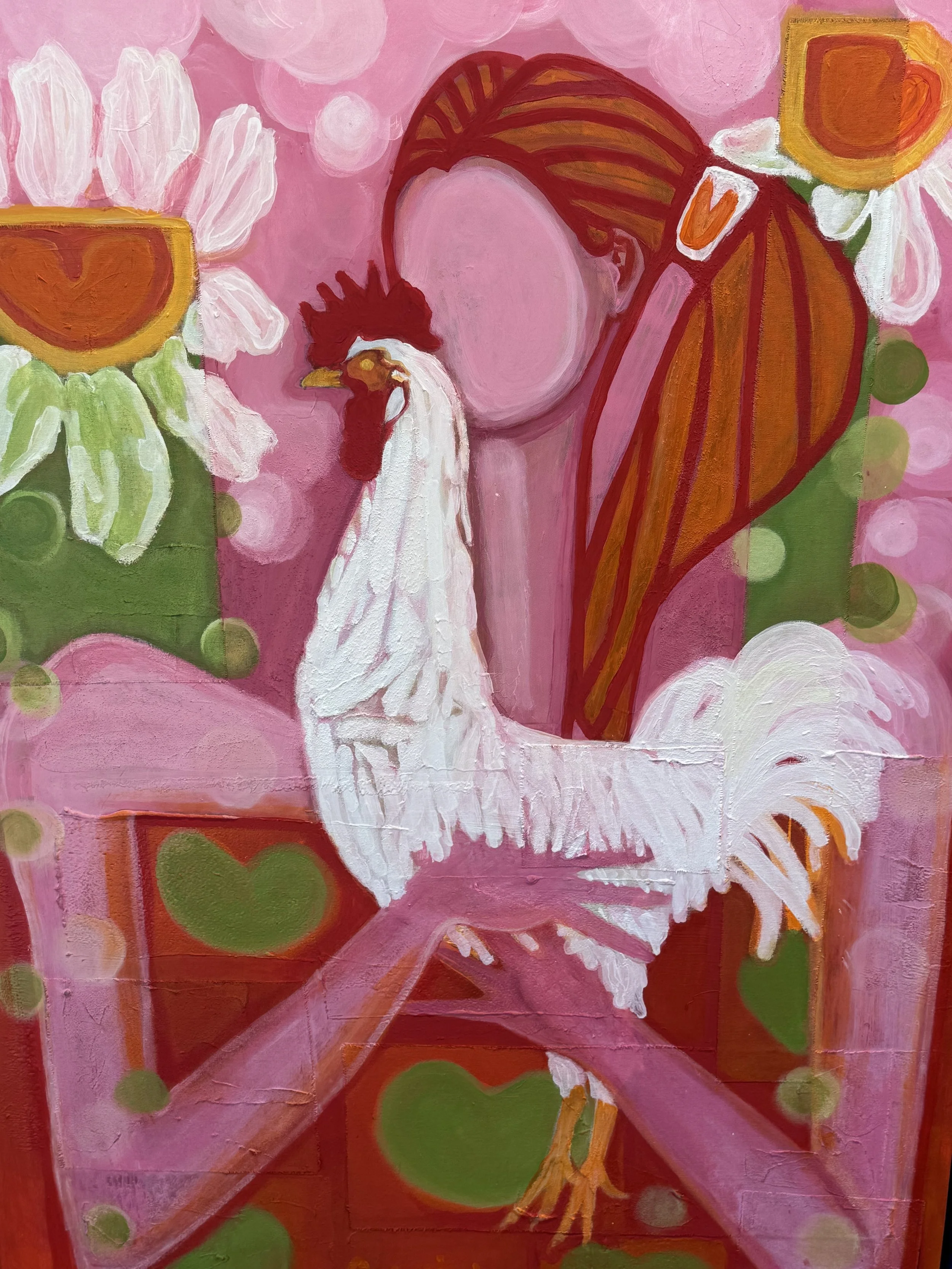 "MUCHACHA CON GALLO BLANCO"