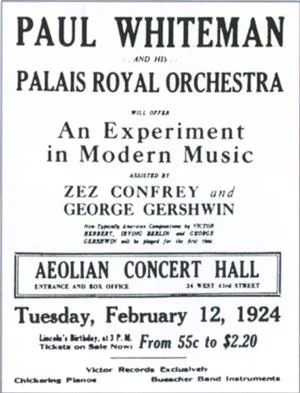 Anuncio del concierto organizado por Paul Whiteman en el Aeolian Concert Hall.