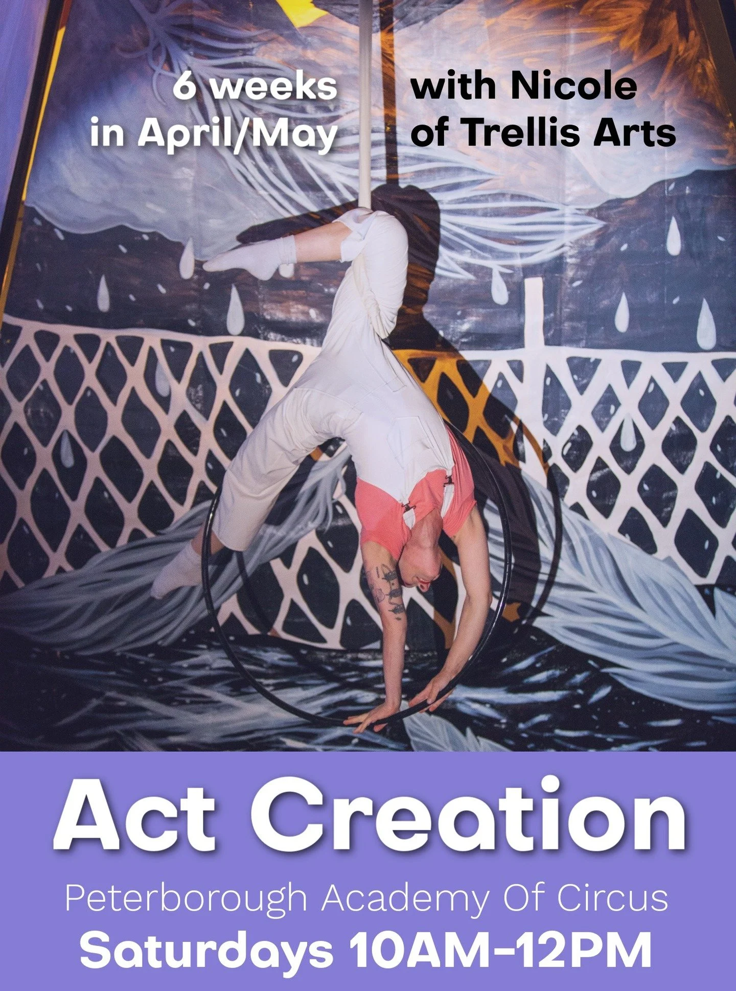 Act Creation class coming to Peterborough Academy of Circus Arts. 
6 weeks starting April 18, culminating in an option showcase. 

For details and access notes visit www.ptbocircus.org/classes
(please read full description!)

Poster photo from A Hen 