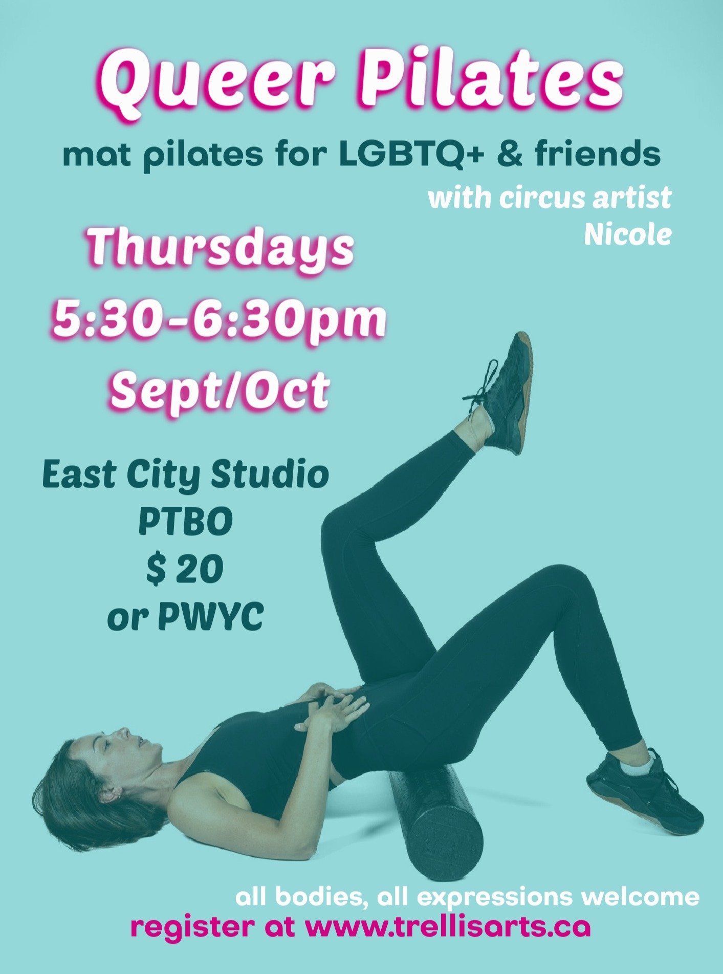Hey Peterborough/Nogo friends,

I'm excited to share that I've been doing my contemporary pilates teacher training and am getting my practice hours in. I am offering a pilates class at a special rate with pay-what-you-can pricing in the beautiful stu