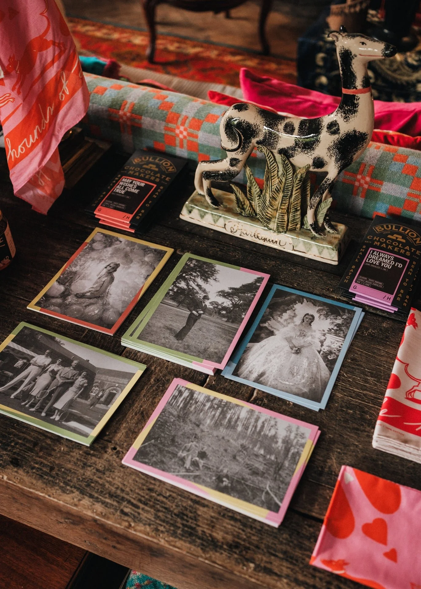 Cecil Beaton's photographs sit amongst vintage decorations and Welsh blankets at Hawarden Estate