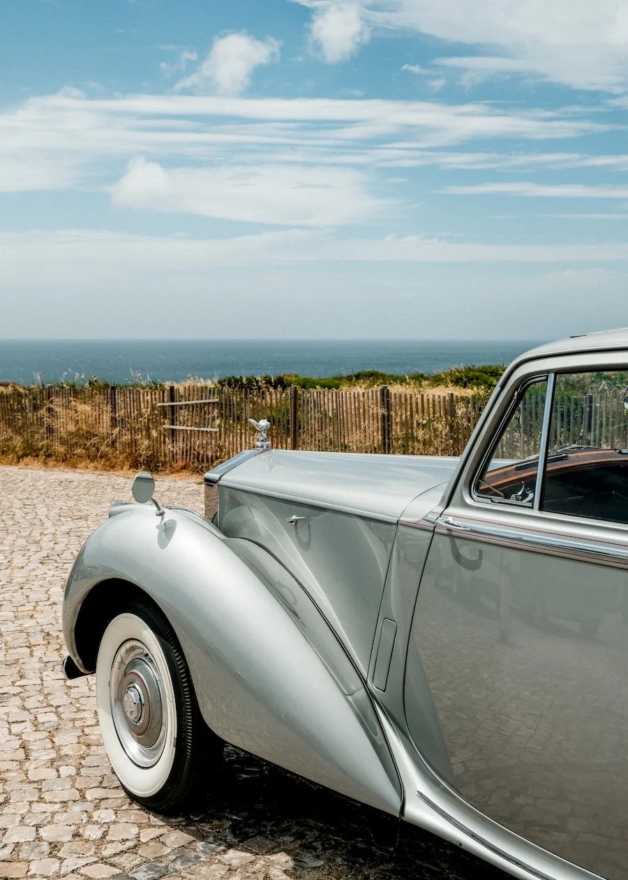 A close up of a vintage Rolls-Royce, once used to drive the Queen Mother