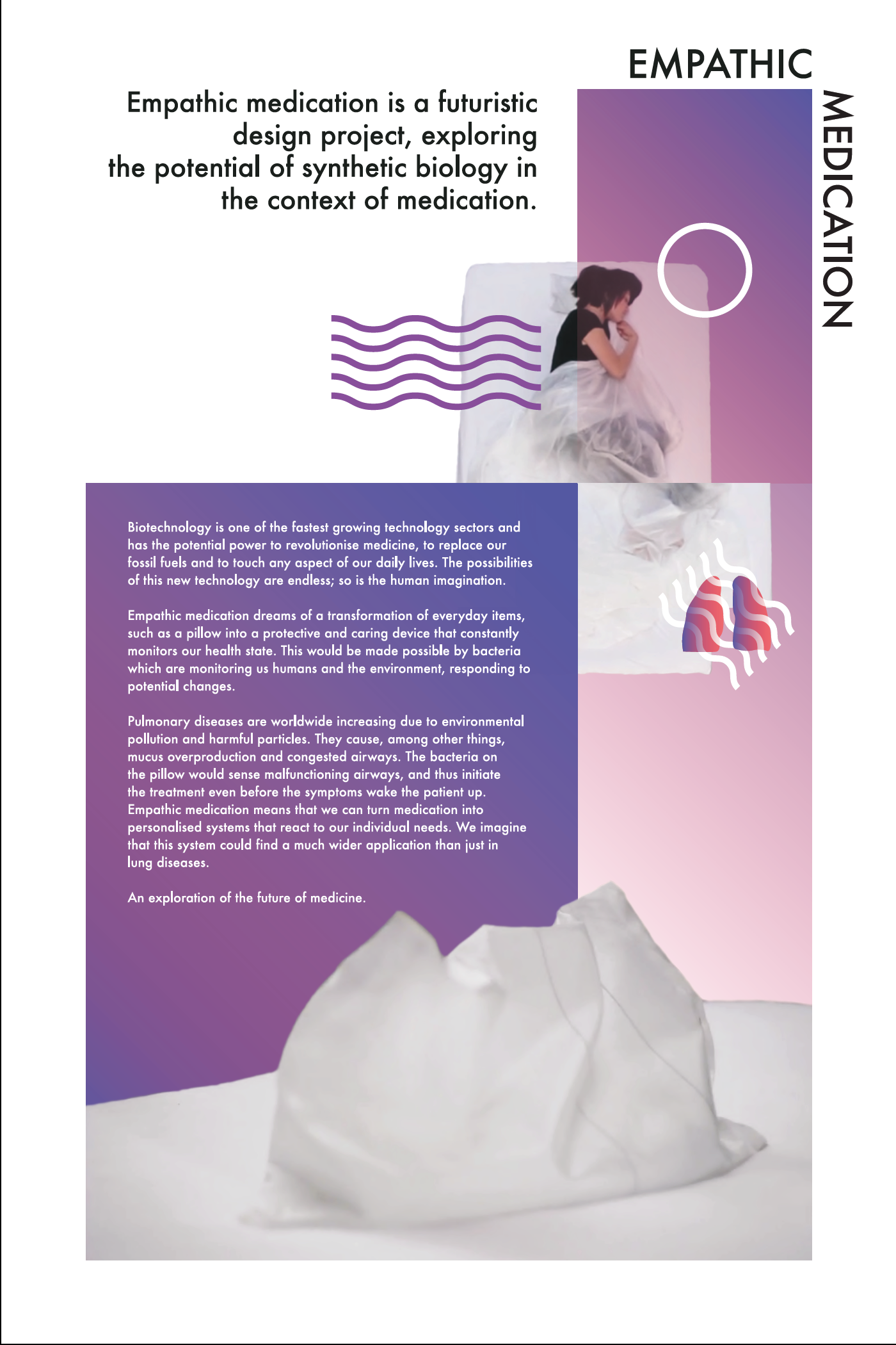 Empathic MedicationJutta Roth, Rasmus BengtssonEmpathic medication is a futuristic design project, exploring the potential of Synthetic biology in the context of medication. Biotechnology is one of the fastest growing technology sectors and has the …