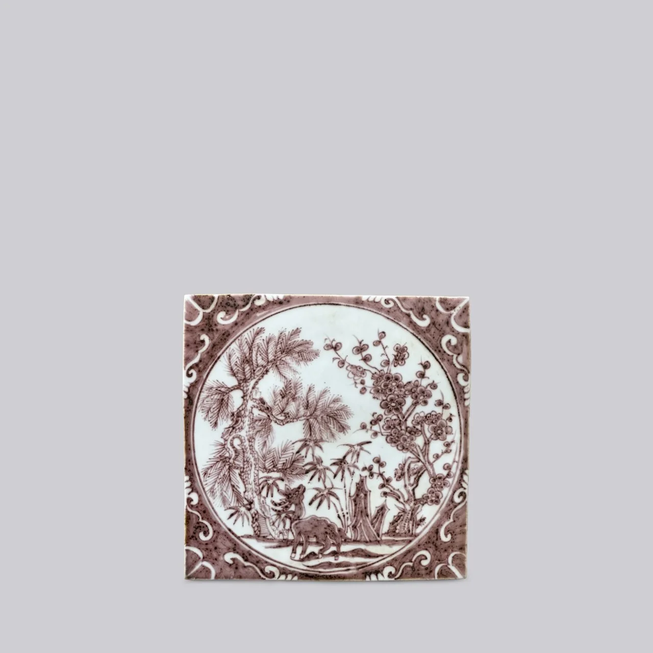 RED AND WHITE FOREST DEER PORCELAIN TILE (C640)