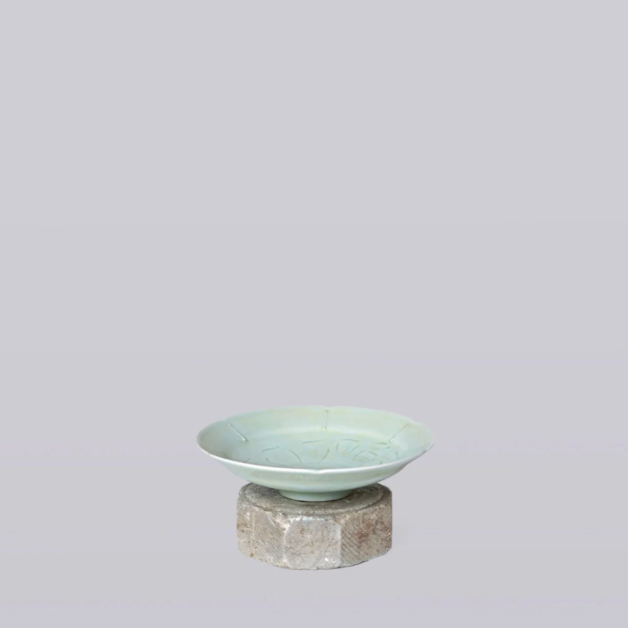 CELADON PORCELAIN SMALL PEONY DISH (C649)