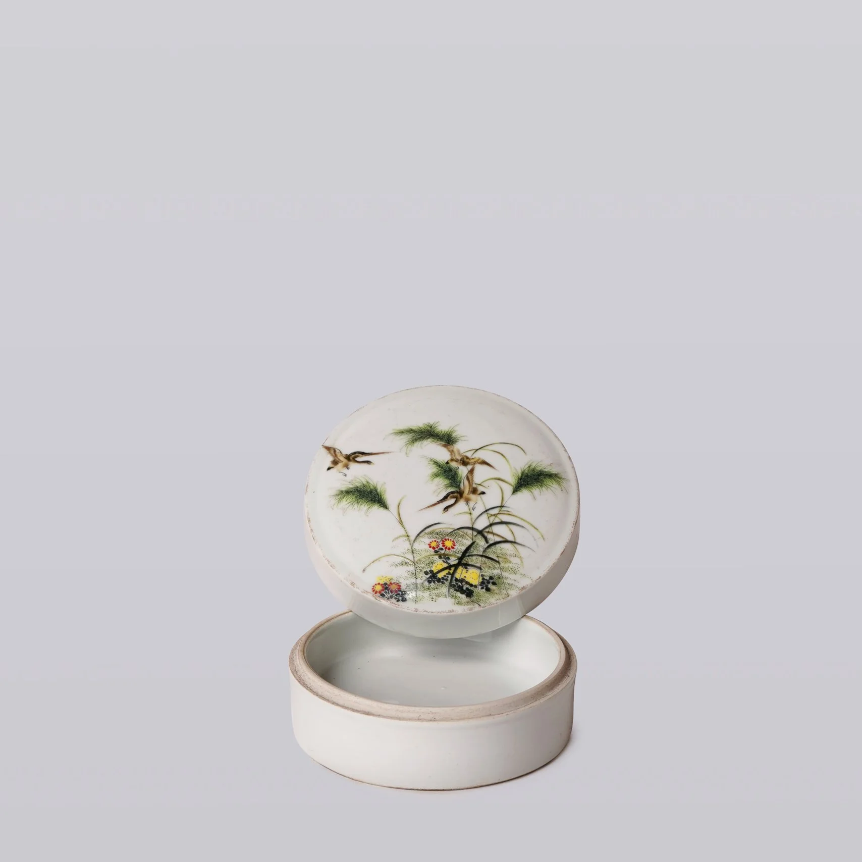 1920s FAMILLE WARE PORCELAIN GEESE INK BOX (C662)