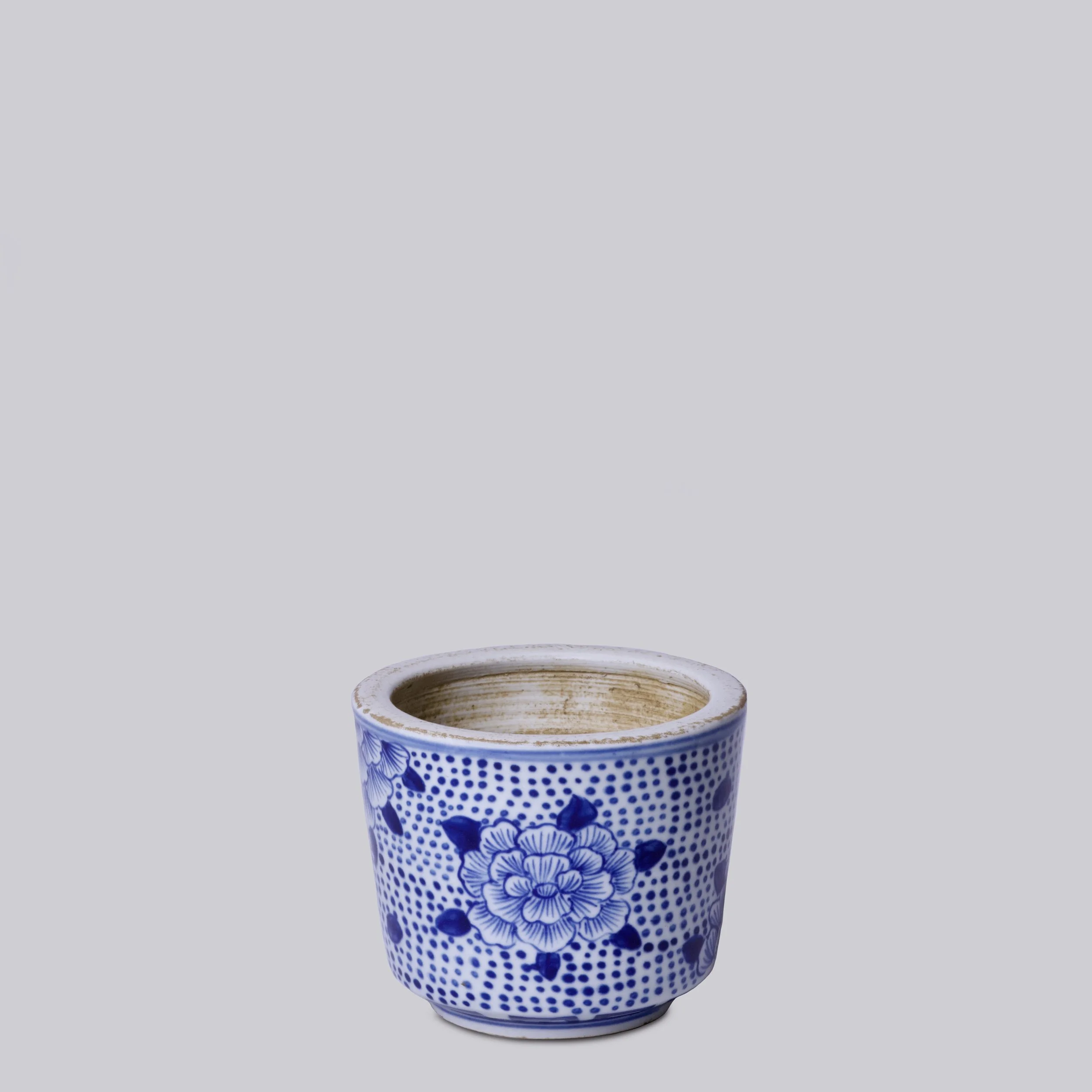 TINY PEONY PORCELAIN CACHEPOT (C233)