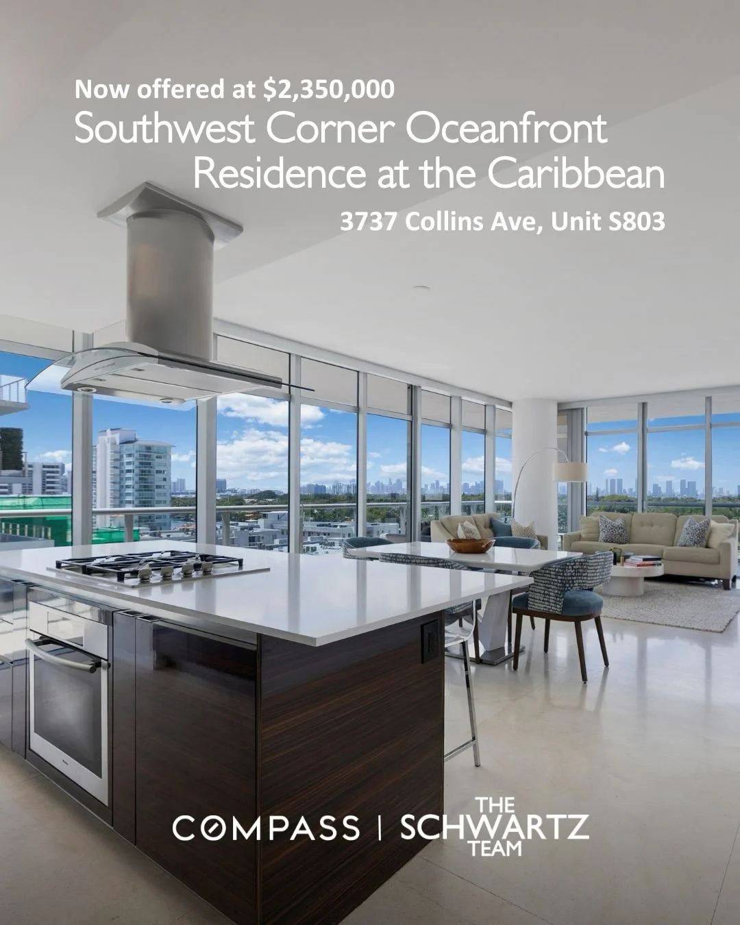 New Price! Experience the ultimate Miami Beach lifestyle at the Caribbean!

3737 Collins Ave, Unit S803, Miami Beach, FL
2 Beds | 2.5 Baths | 1,621 SF
Now offered at $2,350,000

This is a residence where you immediately feel at home:

✨  Southwest co