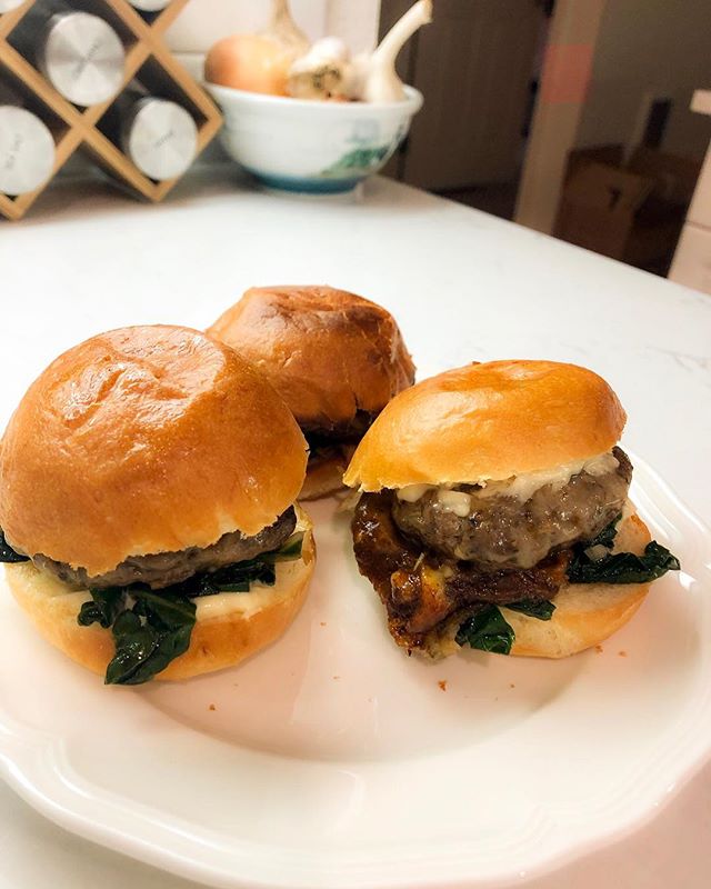 Thank you to those who voted in tonight&rsquo;s poll! Per your request here are &bull; beef and brie sliders with Swiss chard &bull; these beauties are a perfect excuse to have THREE of something for dinner! Be sure to check out the recipe on the blo