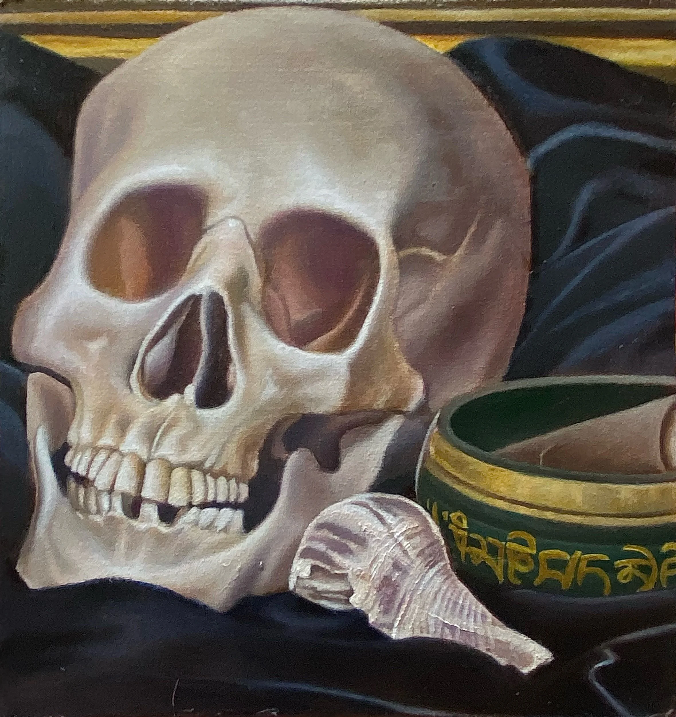Skull, Singing Bowl, and Shell  