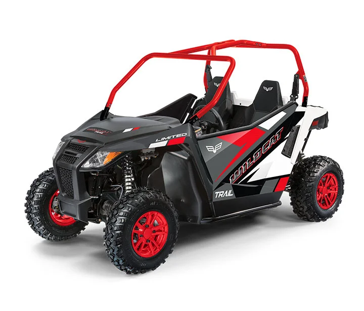 WILDCAT TRAIL LTD / 2-PASSENGER ($13,499) 50-inch Width for Class I Trail Access >> 700cc Twin-Cylinder, Closed-Loop EFI Engine >> Infinitely Adjustable Steering >> FOX® Shock Double A-Arm Suspension >> Electronic Power Steering >> Standard Full Doors WATCH THE VIDEO