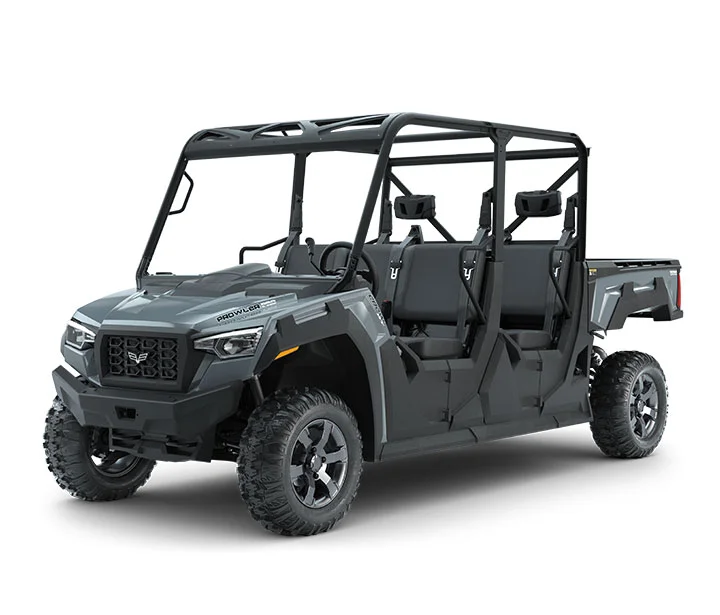 PROWLER PRO CREW XT / 6-PASSENGER ($14,799) 6-Passenger Bench Seating >> Whisper-Quiet 50HP EFI Gas Engine with 812cc >> Vibration-Reducing Frame >> Electronic Power Steering (EPS) >> Aluminum Wheels >> Pro-Terrain 26x10-14 Front and Rear Tires >> 10-inch Front and 9.5-inch Rear Travel >> 10.75-inch Ground Clearance >> 2,000-lb Towing Capacity >> 1,500-lb Payload Capacity >> 1,000-lb Capacity Cargo Box with Tilt >> 17.95 cu-ft of Storage >> Electronically Selectable 4WD >> Selectable Locking Rear Differential WATCH THE VIDEO or TAKE A LOOK AT THE FEATURES