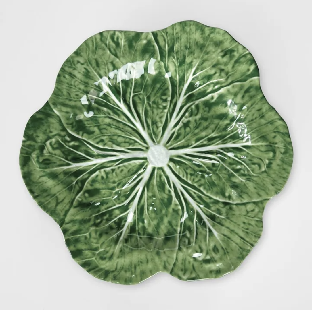 Cabbage Leaf Platters Round (Set of 2)