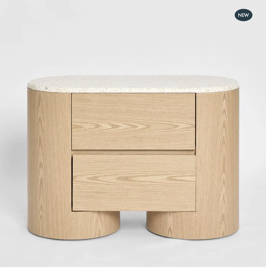 Arlo Bedside Table - Natural Oak & Terrazzo Stone
