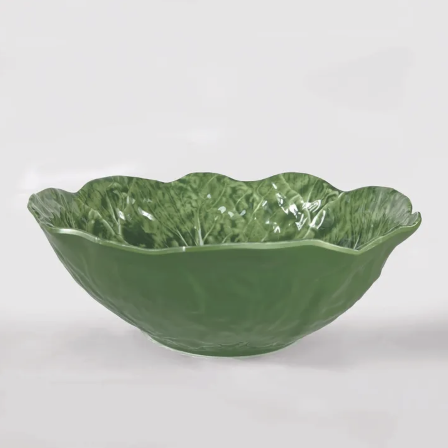 LUXE CABBAGE LEAF GREEN LGE SERVING BOWL (Set of 2)