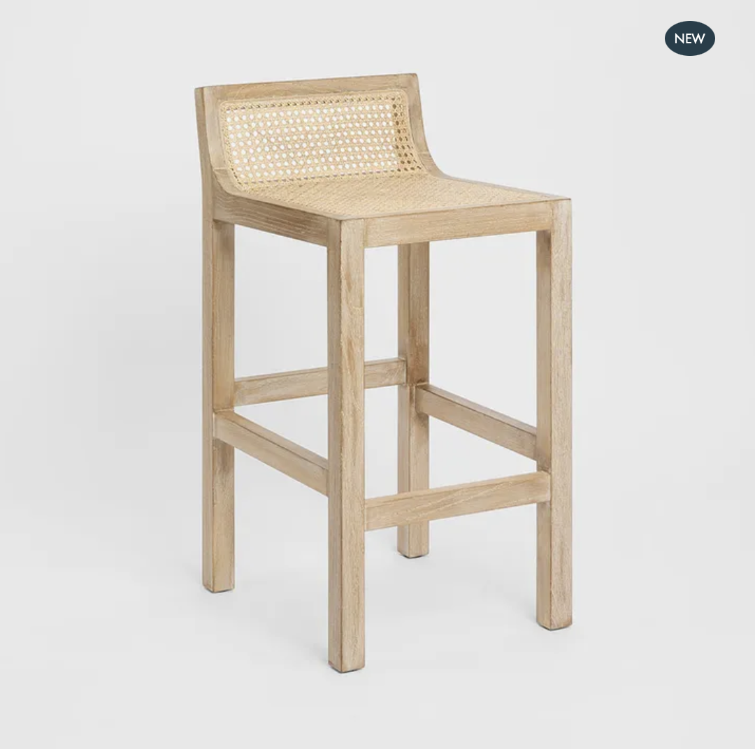 Amalfi Wood & Rattan Counter Stool Natural