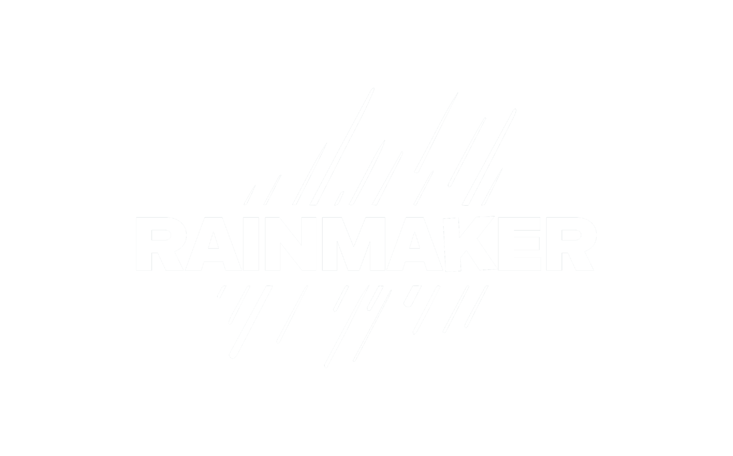 Logo for Rainmaker featuring the word Rainmaker with stylized lines above and below the text